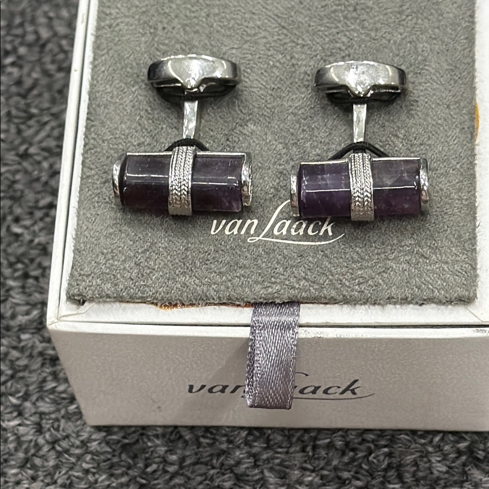 Van laack Silver and Purple Cufflinks
